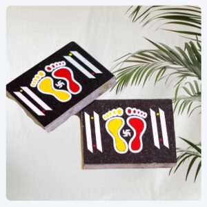 Laxmi Charan Paduka/ Paule/ Rangoli for Door Entrance - Granite Printed (4*3 inch)